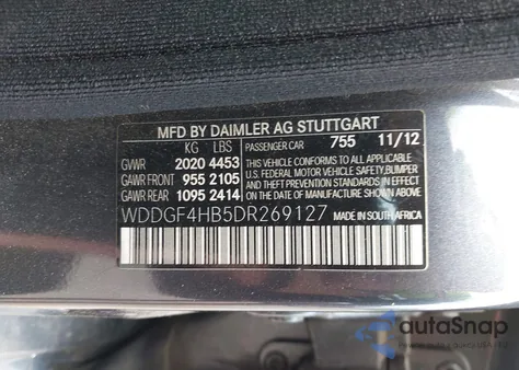 2013 Mercedes-Benz C 250 Luxury/Sport z USA, uszkodzony, nr VIN WDDGF4HB5DR269127